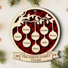 Family Christmas Ornament - Personalized 2-Layered Wooden Ornament - Engraved Gifts For Family