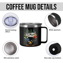 Camping Partner For Life - Custom 14oz Stainless Steel Tumbler With Handle - Gift For Husband, Wife, Couples
