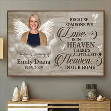 Custom Photo There's A Little Bit Of Heaven In Our Home - Personalized Customized Canvas - Memorial Gift For Family Members