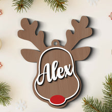 Santa's Reindeer Christmas - Personalized 2-Layered Wooden Ornament - Christmas Gifts For Her, Him