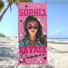 Custom Photo Savage Summer - Personalized Customized Beach Towel - Gift For Besties, BFF, Couple