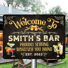 Bar Sign Vintage Black Wood Design - Personalized Custom Classic Metal Signs