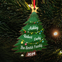 Christmas Tree Family - Personalized Wooden Cutout Ornament - Gifts For Family