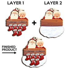 Santa Claus Mrs Claus Grandkids - Personalized 2-Layered Wooden Ornament - Gifts For Family