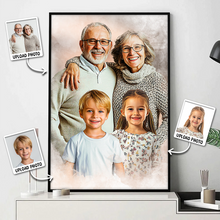 Personalized Watercolor Painting Of Loved Ones, Custom Commemorative Family Portrait From Photo, Thoughtful Bereavement Art, Personalized Customized Canvas Gift For Grandpa