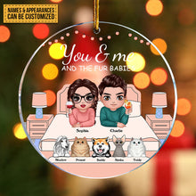 You Me And Fur Babies On Bed Gift For Pet- Personalized Custom Circle Ceramic Ornament