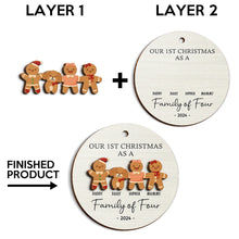 First Christmas As A Family As A Gingerbread- Personalized 2-Layered Wooden Ornament - Gifts For Family