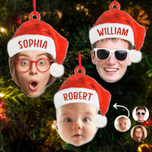 Funny Santa Hat Custom Photo Ornament - Personalized Acrylic Ornament - Christmas Gift For Family, Friends