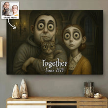Custom Couple Photo Gothic Animated Style - Personalized Customized Canvas - Unique Halloween Gift For Couple, Him, Her, Husband, Wife