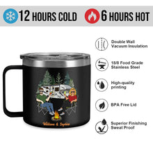 Camping Partner For Life - Custom 14oz Stainless Steel Tumbler With Handle - Gift For Husband, Wife, Couples