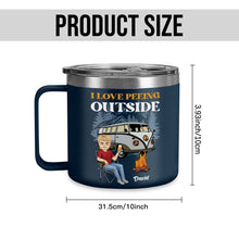 I Love Camping Outside - Custom 14oz Stainless Steel Tumbler With Handle - Gift For Camping