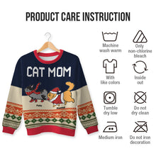 Cat Dad/Mom Winter Cat Sweater Shirt - Ugly Sweater - Gifts For Cat Lovers Personalized Custom Ugly Sweater