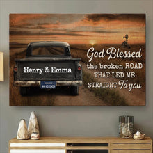 Sunset Blessed The Broken Road - Personalized Customized Canvas - Gift For Couple Husband Wife