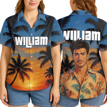 Custom Photo Sunset Tropical  - Personalized Customized Hawaiian Shirt - Gift For Family Members, Best Friends