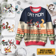 Cat Dad/Mom Winter Cat Sweater Shirt - Ugly Sweater - Gifts For Cat Lovers Personalized Custom Ugly Sweater