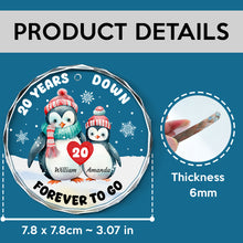 Christmas Penguin Couple Shaped - Personalized Glass Ornament - Christmas Gift For Couple, Lovers