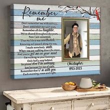 Remember Me - Memorial Gifts For Loss, Sympathy Gift Personalized Custom Framed Canvas Wall Art