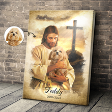 Custom Photo - God Hug Dog - Personalized Customized Canvas - Memorial Gift For Loss - Gift For Pet Lover