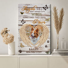 Custom Photo Personalized Canvas Wall Art  Pet Memorial Gifts Angels Don't Always Have Wings  - Gift For Loss Pet