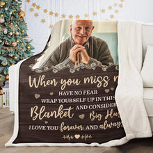 Hug This Blanket When You Miss Us - Personalized Photo Blanket - Memorial Gift For Family Members