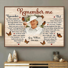 Remember Me Canvas Wall Art - Personalized Customized Canvas - Memorial Gift For Family Members