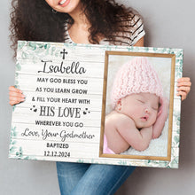 Custom Photo May God Bless You - Customized Personalized Canvas - Gift For Dad Mom Family Gift New Born Baby Gift