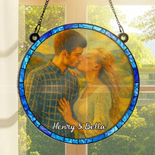 Custom Couple Photo Starry Night - Personalized Acrylic Window Suncatcher Ornament - Gift For Couple, Him, Her