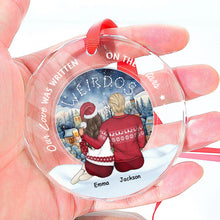 Our Love Was Written On The Stars - Customized Personalized Glass Ornament - Chritstmas Gift For Couple