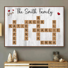 Family Crossword Canvas - Customized Family Name Canvas - Gift For Family Members