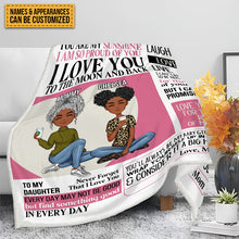 Mom And Daughter Personalized Blanket Custom Fleece Blanket - I Love You To The Moon And Back