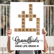 Grandkids Make Life Grand Custom Crossword - Personalized Customized Canvas - Gifts For Family Members