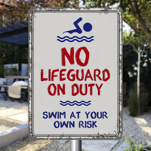 Swimming Pool Warning Sign Swim At Your Own Risk Metal Sign Poolside Sign