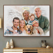 Custom Combine Photos Loved One From Different Images, Adding Halo & Wings To Deceased One - Personalized Customized Canvas - Gift For Family Members