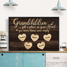 Grandchildren Fill A Place In Your Heart - Personalized Customized Canvas - Gift For Family Members