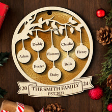 Family Christmas Ornament - Personalized 2-Layered Wooden Ornament - Engraved Gifts For Family
