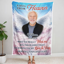 Custom Photo With Wings A Hug From Heaven - Personalized Customized Blanket - Memorial Gift For Family Members