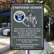 Uninvited Guests This Property Is Protected By A Veteran Personalized Custom Metal Sign