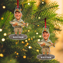 Custom Photo Funny Fisherman - Personalized Acrylic Ornament - Christmas Gift For Family Member, Fisherman, Friends