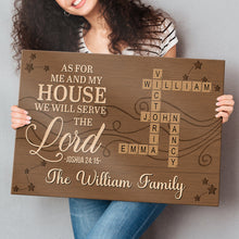 As For Me And My House We Will Serve The Lord  - Personalized Crossword Puzzle Art Customized Canvas - Gift For Family， Friend