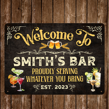 Bar Sign Vintage Black Wood Design - Personalized Custom Classic Metal Signs