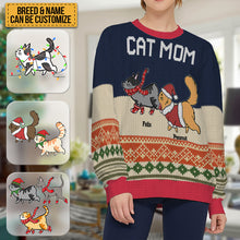 Cat Dad/Mom Winter Cat Sweater Shirt - Ugly Sweater - Gifts For Cat Lovers Personalized Custom Ugly Sweater