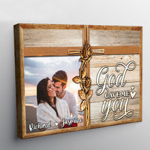 God Gave Me You - Custom Photo Gifts For Couple, Gift Personalized Custom Framed Canvas Wall Art