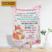 Personalized Custom Fleece Blanket Granddaughter Hug This Blanket Gift For Granddaughter, Grandson