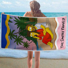 Simpsonize Your Photo - Turn Your Photo to Simpsons Beach Towel - Gift For Family Members, BFF, Couple, Besties