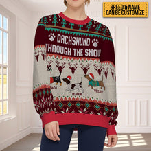 Dachshund Through The Snow - Ugly Sweater - Winter Christmas Sweater Christmas Gifts For Dog Lovers Personalized Custom Ugly Sweater