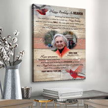 Happy Birthday In Heaven Memorial Canvas - Memorial Canvas, Sympathy Gifts Personalized Custom Framed Canvas Wall Art
