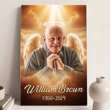 Pet Loss, Deceased Loved One With Halo & Wings Heaven - Personalized Customized Canvas - Memorial Gift For Family Members