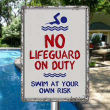 Swimming Pool Warning Sign Swim At Your Own Risk Metal Sign Poolside Sign