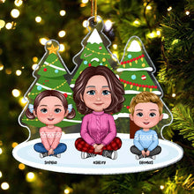Grandma And Grandkids Under The Christmas Tree - Personality Customized Ornament - Christmas Gift For Family