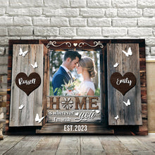 Home Is Wherever I'm With You - Personalized Custom Framed Canvas Wall Art - Gift For Couple